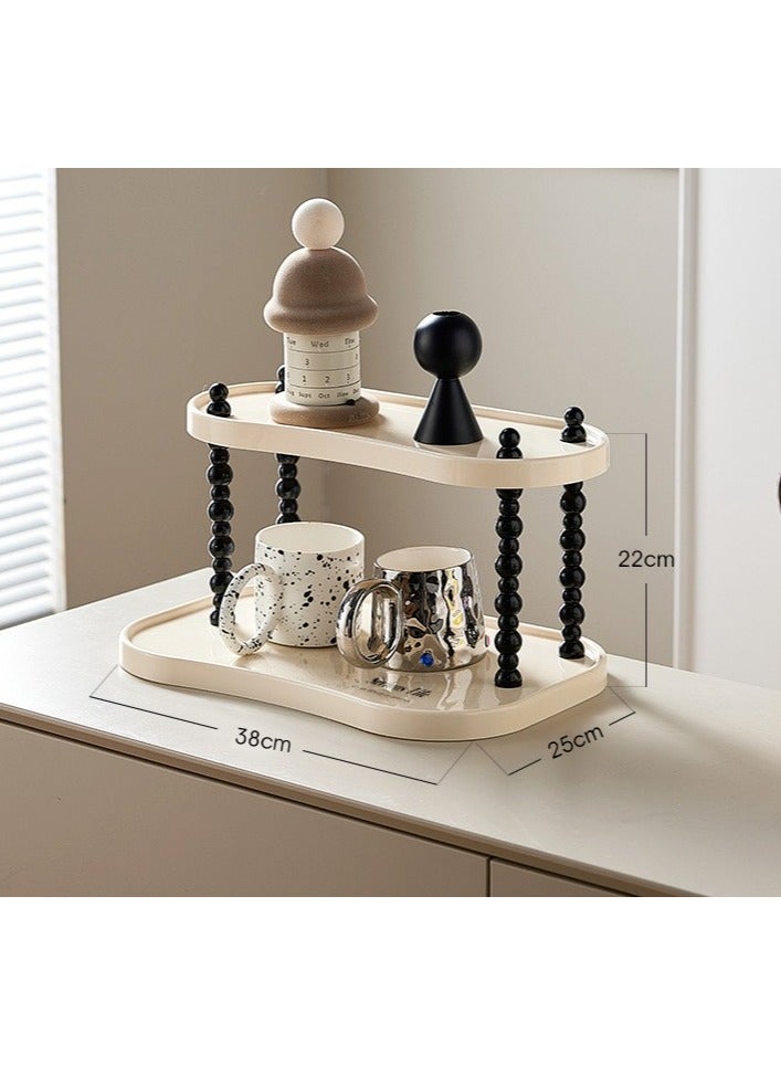 2-Tier Modern Organizer Shelf for Countertop - Adjustable Bathroom, Vanity & Coffee Bar Storage for Perfumes, Skincare, Mugs & Cups (38x25x22cm) - Image 5